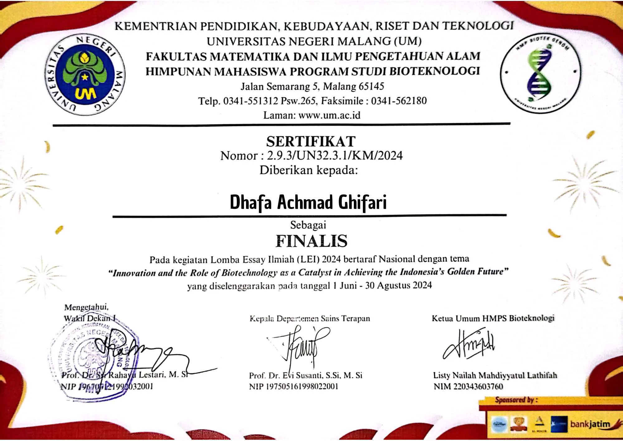LEI 2024 — National Essay Finalist